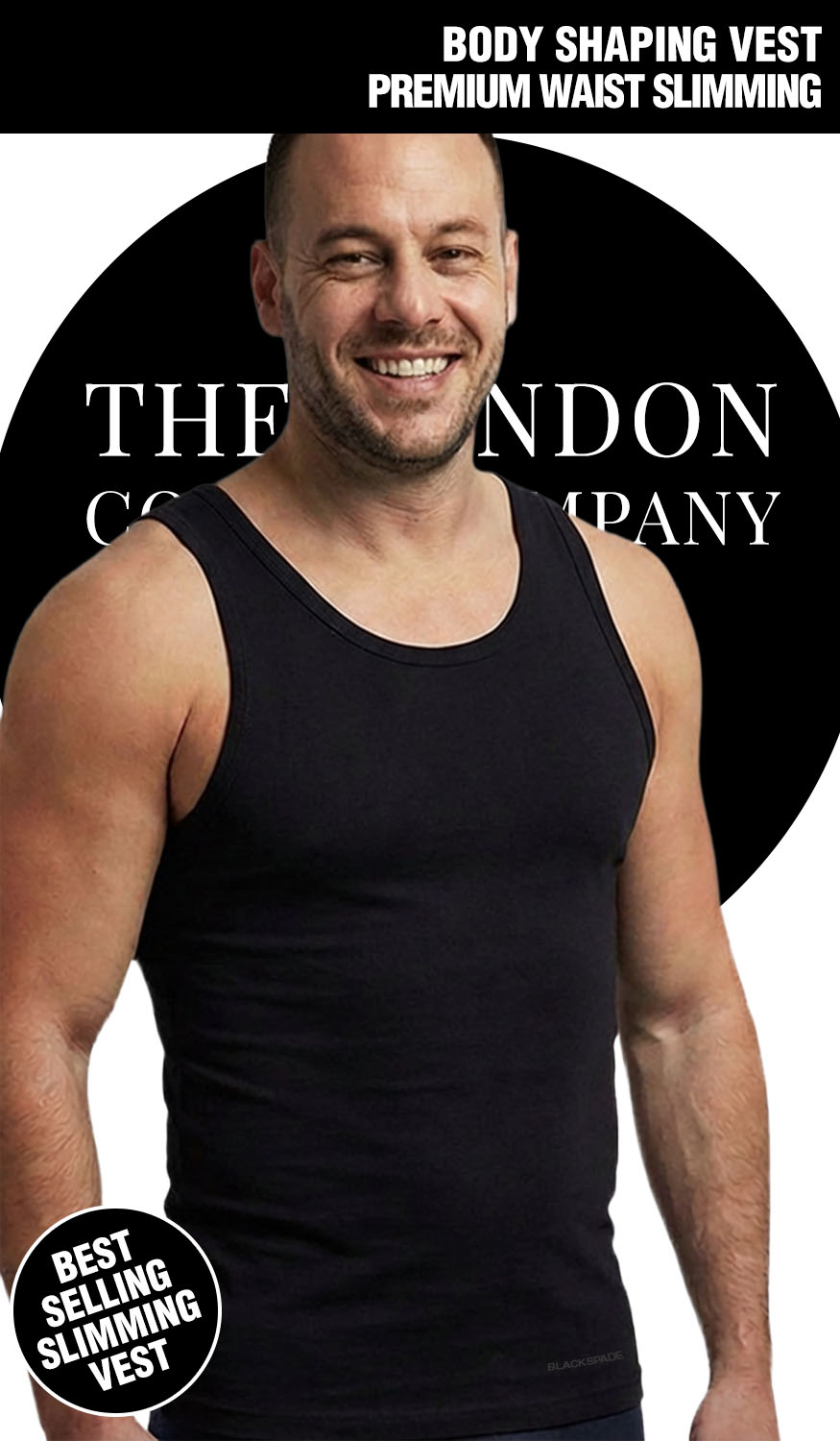 Mens Slimming M9228B Mens Waist Slimming & Shaping Vest - Black