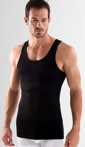 Mens Slimming M9209B Men's Tummy Compression Vest - Black 