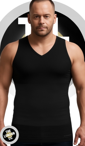 Mens Shapewear M9208B Men's V Neck Slimming Shaper Vest