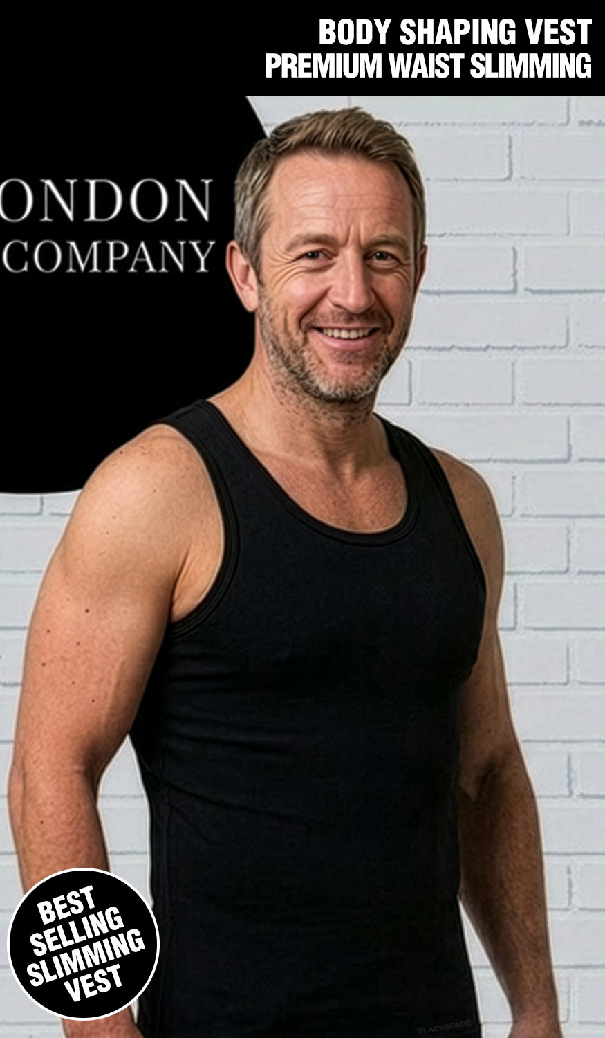 Mens Slimming M9228B Mens Waist Slimming & Shaping Vest - Black